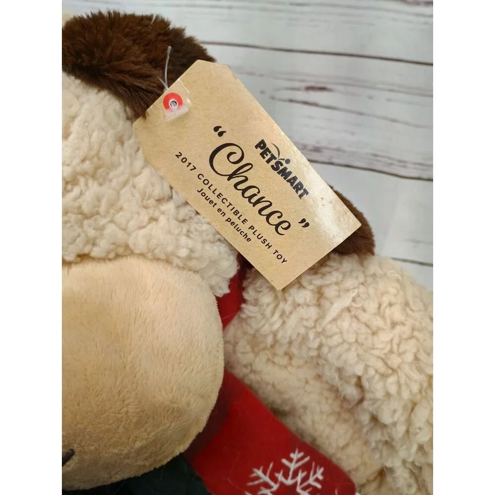 Petsmart Chance Collectible Holiday Plush Dog Cream & Brown Polyester Fibers 14